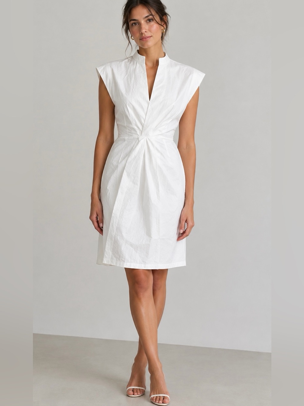 100% Capri 'Sofi' Premium Linen Dress in White.